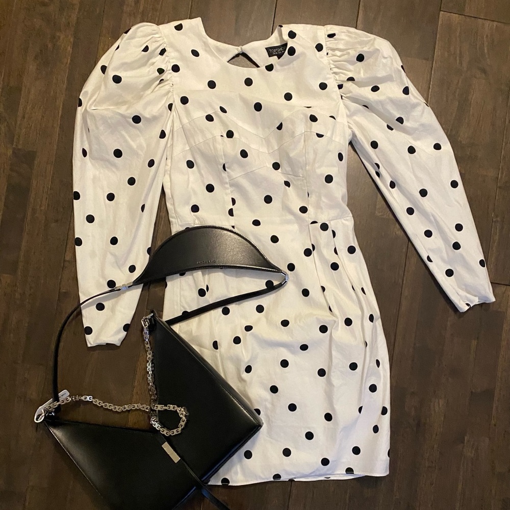 TopShop polka dot open back dress US size 4